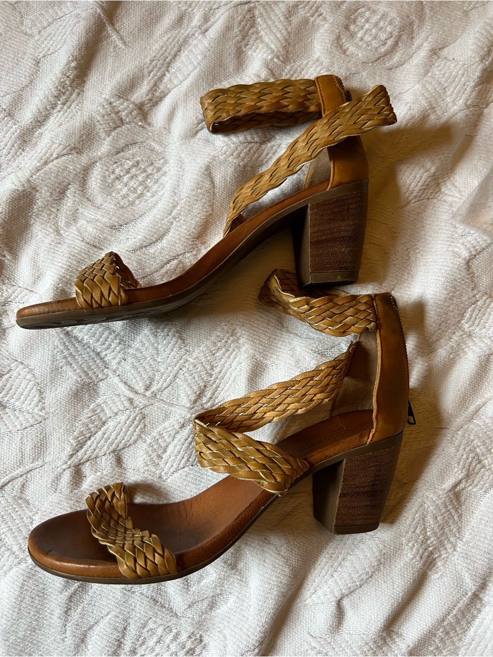 Sundance ❤️ Italian Leather Braided Ankle-Strap Heeled Sandals size EU 42, US 11 - Picture 2 of 12